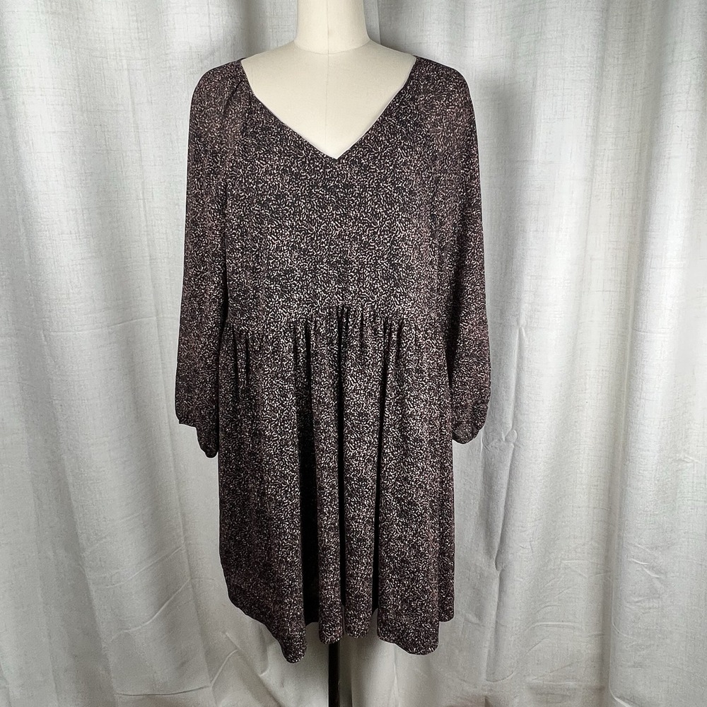 Madewell Crinkle Georgette Babydoll Dress Balloon Sleeve Boho Brushed Texture XL